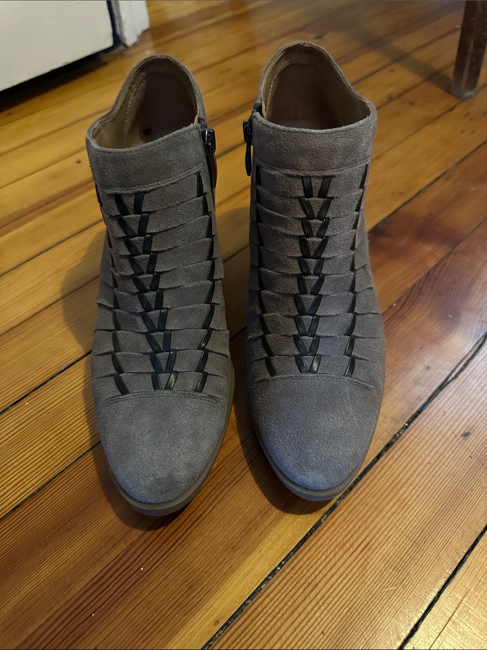 Franco Sarto Suede Woven Ankle Booties